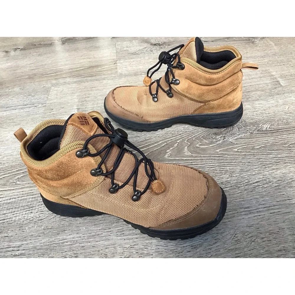 Columbia Kids Size 6 Youth Fairbanks Tan Mid Boots Shoes Waterproof BY7333-286